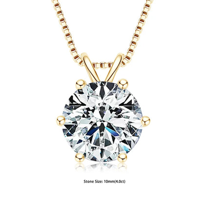 RAPRGOLD GRA Certified 0.5-5ct Moissanite Pendant Necklaces 925 Sterling Silver Solitaire Necklace Chain For Women Jewellry Gift