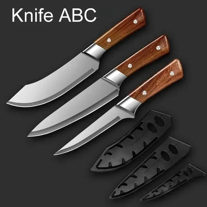 WXCOO Handmade Kitchen Knives Stainless Steel Meat Cleaver Sharp Boning Knife Slaughter Skinning Splitting Knives Fruit Knife