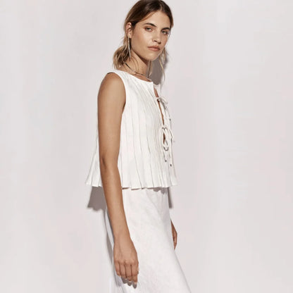 Tossy White Bandage Ribbed Tank Top Shirts For Women Hollow Out Sleeveless Slim Summer Fashion Vest Women's Lace-Up Vest Y2k Top