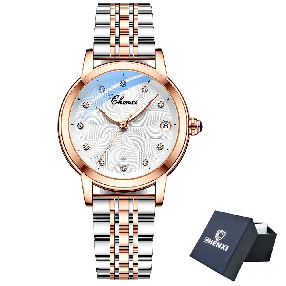 New CHENXI Women Automatic Mechanical Watch Top Brand Luxury Wrist Watch Waterproof Female Leather Business Clock Reloj de mujer