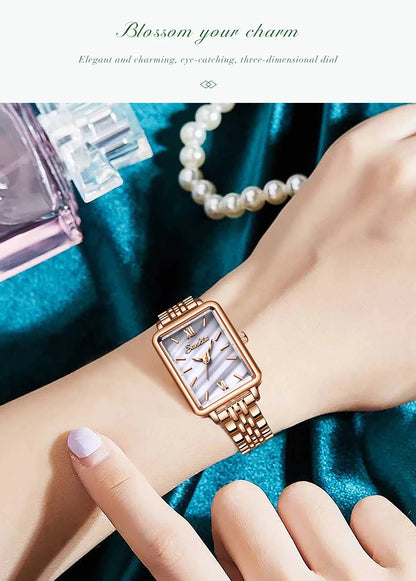 LIGE Sunkta Elegant Quartz Women Watch Simple Stainless Steel Strap Simple Square Dial Luxury Slim Fashion Casual Ladies Watches
