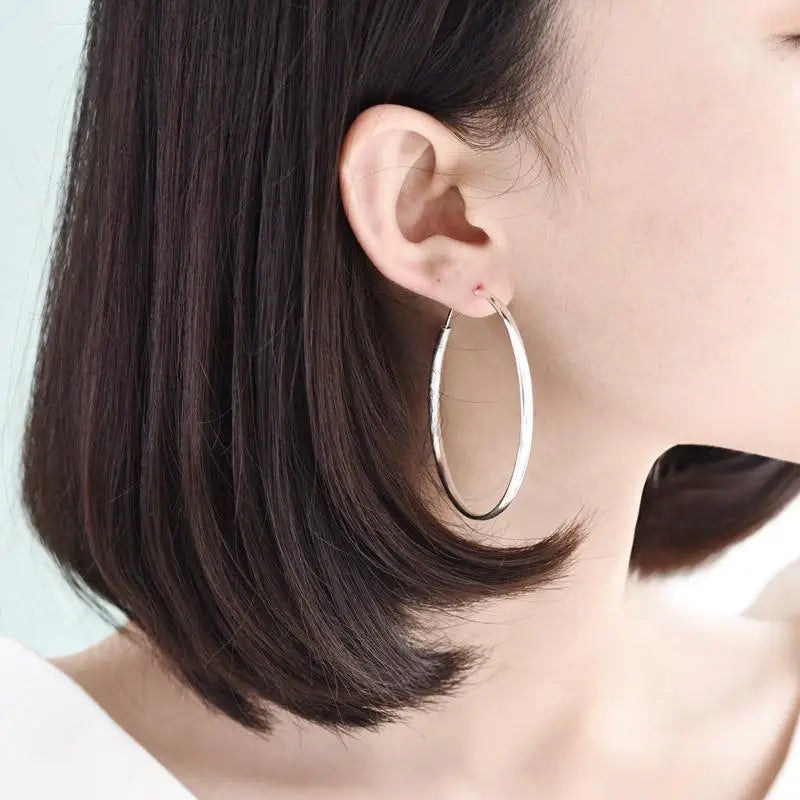 Somila Fashion S925 Earrings 3-7CM Diameter Big Hoop Earrings For Women  Platinum Plated Ear Rings Cерьги Kольца