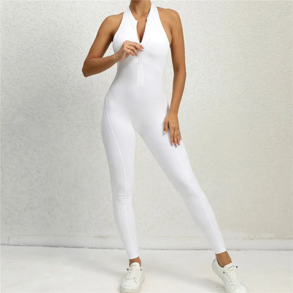 2025 Pad Deep V Women Tracksuit Yoga Set One Piece Jumpsuit Workout Scrunch Legging Sport Gym Active Suit Exercise Wear XP301