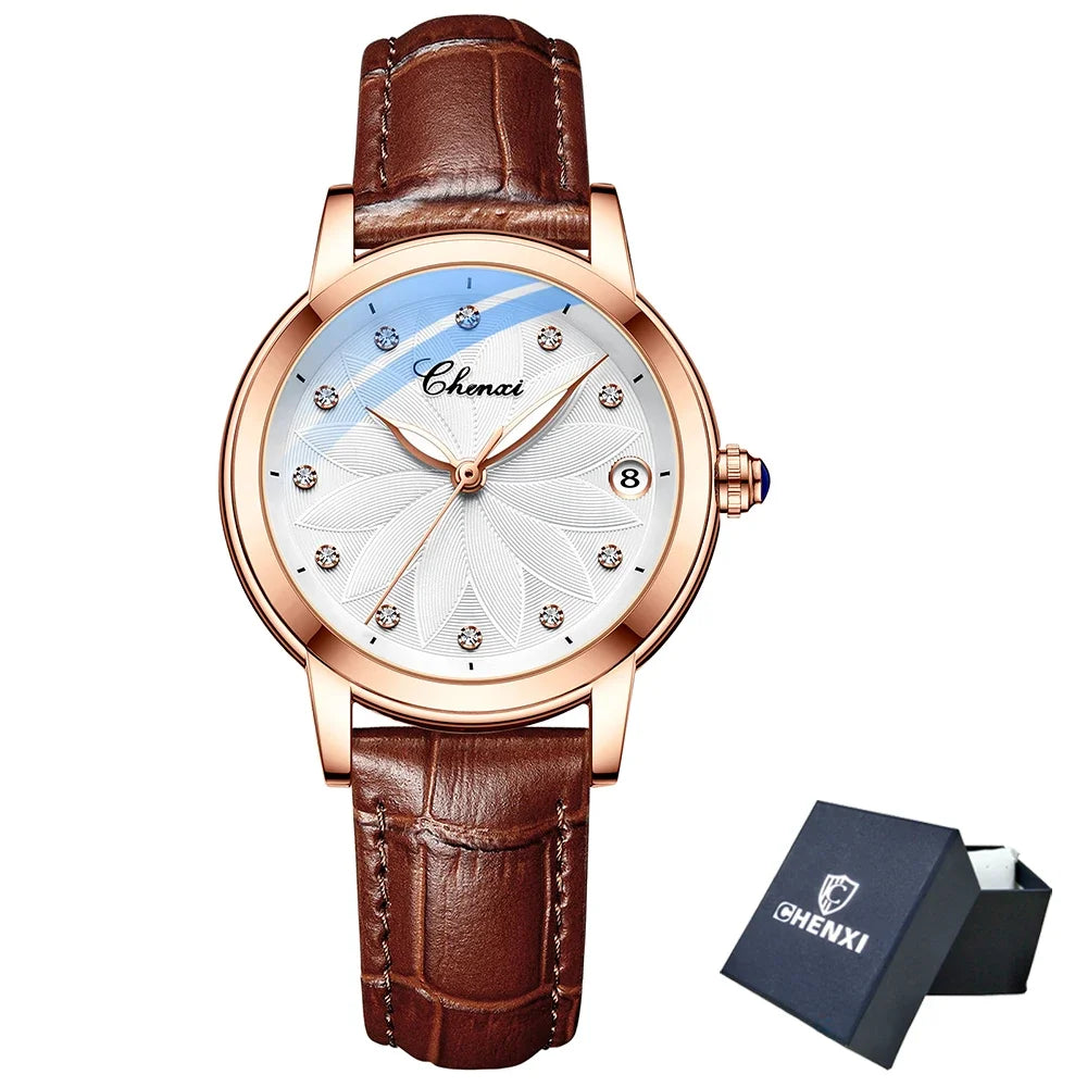 New CHENXI Women Automatic Mechanical Watch Top Brand Luxury Wrist Watch Waterproof Female Leather Business Clock Reloj de mujer