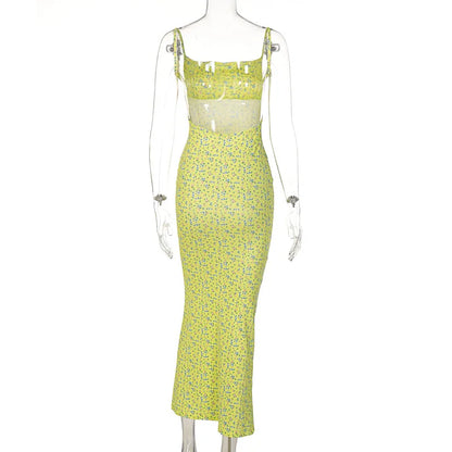 Cryptographic Cottagecore Fairy Floral Sexy Backless Maxi Dress Women Summer Party Club Slip Sundresses Outfits Clothes Vestido