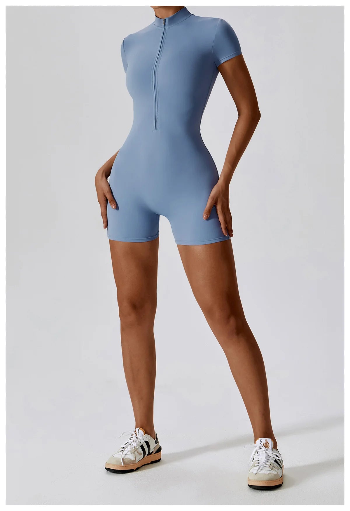 Yoga Jumpsuit Summer Short Sleeve Zipper Sports Wear Gym Fitness Sports Bodysuits Women Dance Running Workout Clothes Yoga Suit