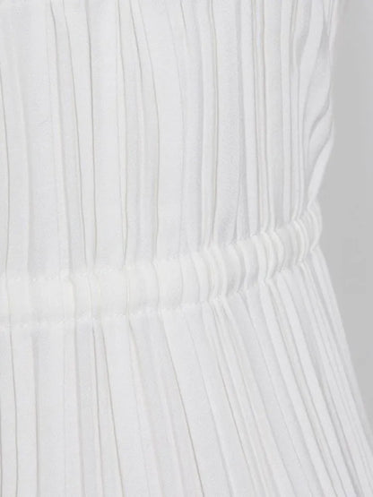 VGH Solid Patchwork Folds Sexy Tank Tops For Women Halter Sleeveless Backless Splice Lace Up Minimalist Vests Female Fashion New