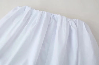 Mooyufon  Women's Balloon Mini Skirt, Mid Elastic Waist, Voluminous Hem, Female Skirts, Fashion