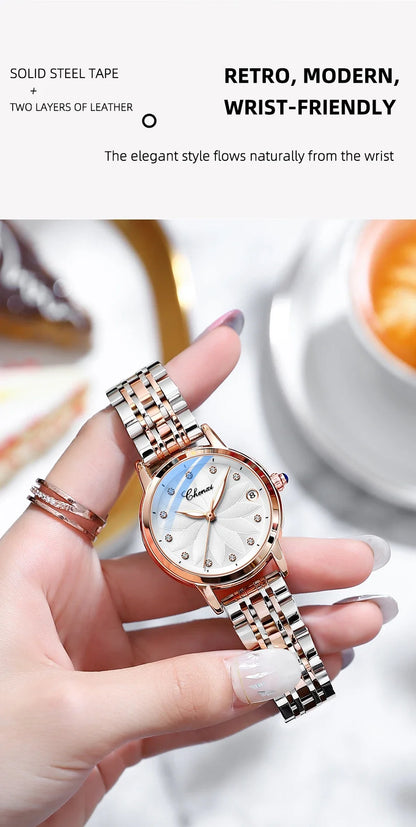 New CHENXI Women Automatic Mechanical Watch Top Brand Luxury Wrist Watch Waterproof Female Leather Business Clock Reloj de mujer