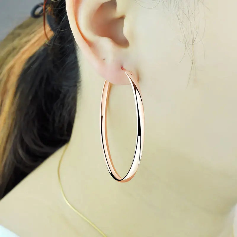 Somila Fashion S925 Earrings 3-7CM Diameter Big Hoop Earrings For Women  Platinum Plated Ear Rings Cерьги Kольца