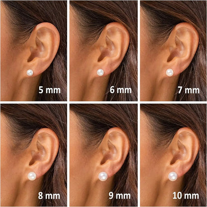 925 Silver Plated, 14K Gold Plated, AAA+ Quality Handpicked Freshwater Cultured Stud Pearl Earrings For Women Real Pearl Gift