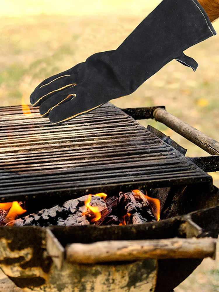 Extreme fire and heat resistant gloves, leather with kevlar stitching, perfect for fireplace, stove, oven, grill, welding