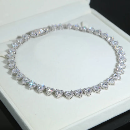 2025 Iced Out Bling 5A Cubic Zirconia Heart CZ Cluster Necklace For Women Girlfriend Lover Halo CZ Tennis Chain Choker Necklace