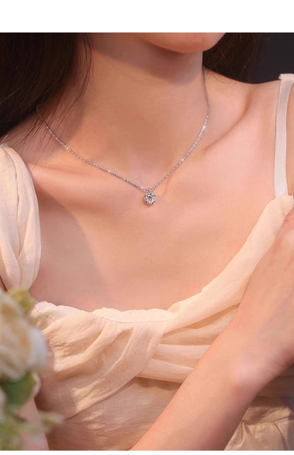TEN CARATS 1-2CT Women's Necklace Super Sparkly D Color VVS1 Moissanite Pendant S925 sterling silver chain plated 18K white gold