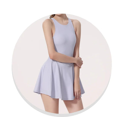 Gym Set Fitness Bodysuit Sportswear Women Romper Short Skirt Jumpsuit Sleeveless Workout Clothes Push Up One-piece Yoga Suit