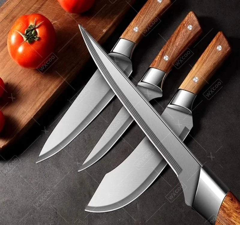 WXCOO Handmade Kitchen Knives Stainless Steel Meat Cleaver Sharp Boning Knife Slaughter Skinning Splitting Knives Fruit Knife