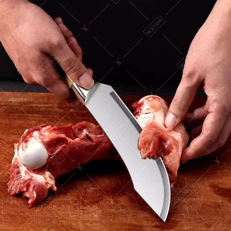 WXCOO Handmade Kitchen Knives Stainless Steel Meat Cleaver Sharp Boning Knife Slaughter Skinning Splitting Knives Fruit Knife