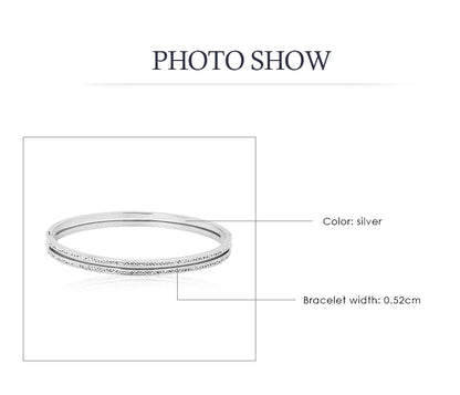 MOONLIGHT Fashion Cubic Zirconia Cuff Bangles for Women Trendy Titanium Steel Circular Classic Bracelet Female Jewelry Gift