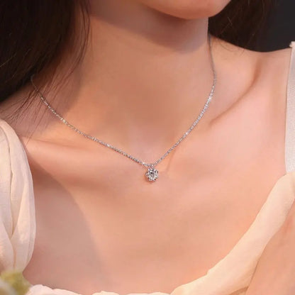 TEN CARATS 1-2CT Women's Necklace Super Sparkly D Color VVS1 Moissanite Pendant S925 sterling silver chain plated 18K white gold