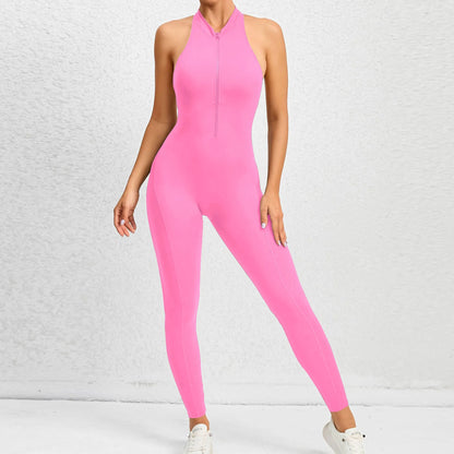 2025 Pad Deep V Women Tracksuit Yoga Set One Piece Jumpsuit Workout Scrunch Legging Sport Gym Active Suit Exercise Wear XP301