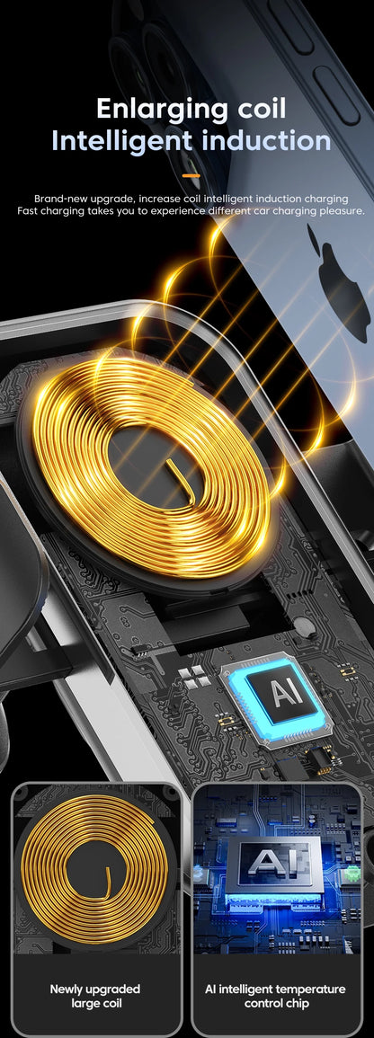 66W Wireless Car Charger Air Vent  Auto Clamping Super Fast Charging Station Car Phone Holder for iPhone 15 14 13 12 Samsung