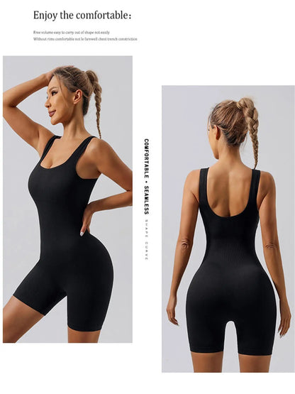 Seamless One-Piece Short Yoga Clothes Sportswear Women's Gym Push Up Workout Clothes Fitness Sports Bodysuit Yoga Suit