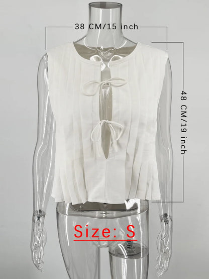 Tossy White Bandage Ribbed Tank Top Shirts For Women Hollow Out Sleeveless Slim Summer Fashion Vest Women's Lace-Up Vest Y2k Top