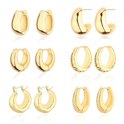 Wgoud Chunky Hoop Earrings Set
